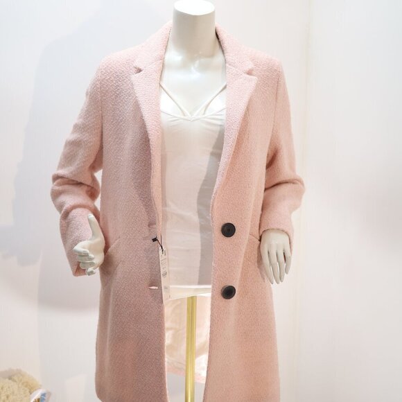Zara Pink Textured Weave Coat Size S NWT - Picture 4 of 6